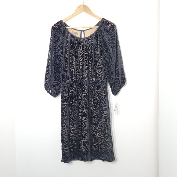 4 Muse Black Velvet Cut Out Dress Lined NWT - Picture 1 of 12